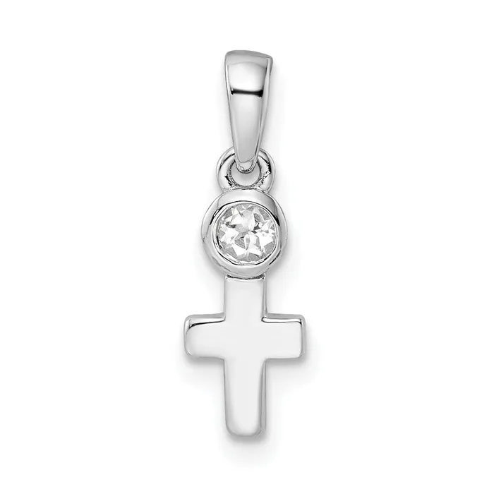 Sterling Silver Rhodiumplated Polished White Topaz Cross Pendant Goldia Necklaces Sterling Silver Rhodiumplated Polished White Topaz Cross Pendant Goldia Necklaces