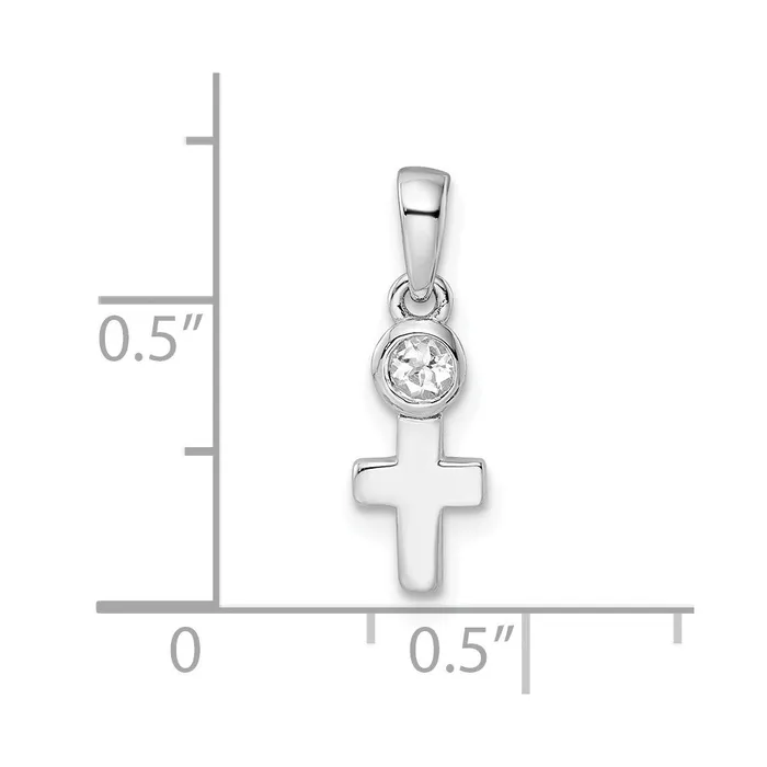 Sterling Silver Rhodiumplated Polished White Topaz Cross Pendant Goldia Necklaces