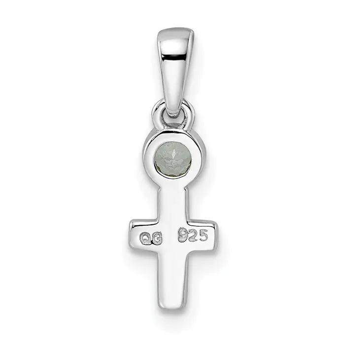 Sterling Silver Rhodiumplated Polished White Topaz Cross Pendant Goldia Necklaces