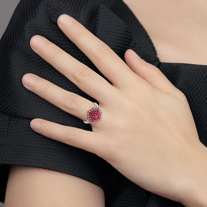 Sterling Silver Rhodiumplated Ruby Ring Goldia Rings