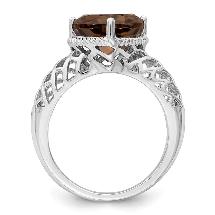 Sterling Silver Rhodium w Flash Goldplate Smoky Quartz Ring Goldia Rings