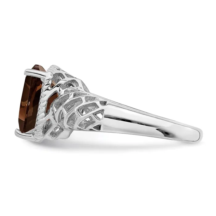 Sterling Silver Rhodium w Flash Goldplate Smoky Quartz Ring Goldia Rings