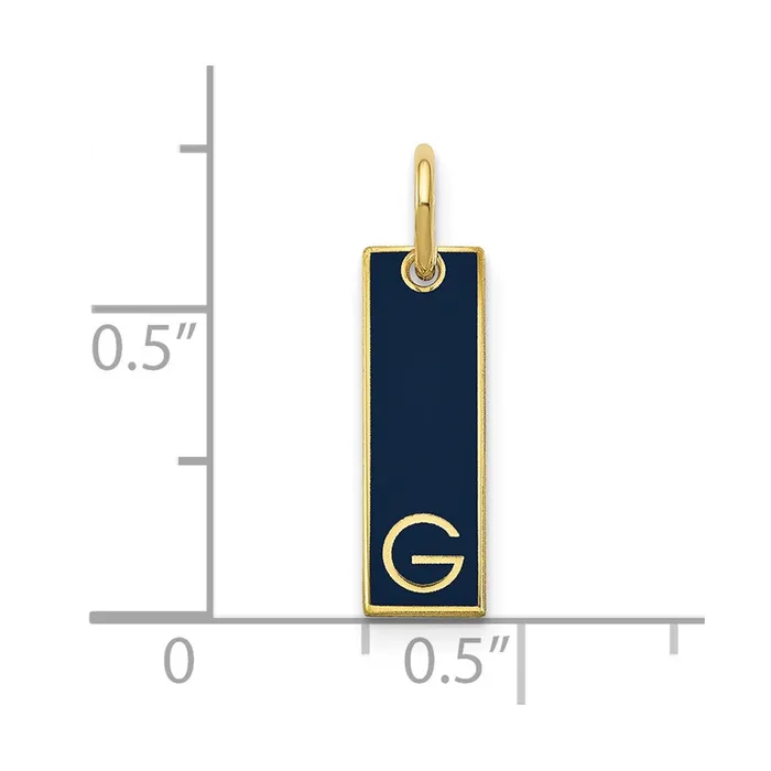 10k Yellow Gold Small Enameled Initial Bar Charm TreasureFineJewelers Charm Necklaces