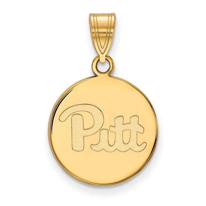 10K Yellow Gold University of Pittsburgh Medium Disc Pendant TreasureFineJewelers Necklaces