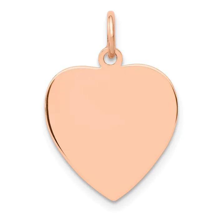 14k Rose Gold Rose Polished Heart Shaped Disc Pendant TreasureFineJewelers Necklaces