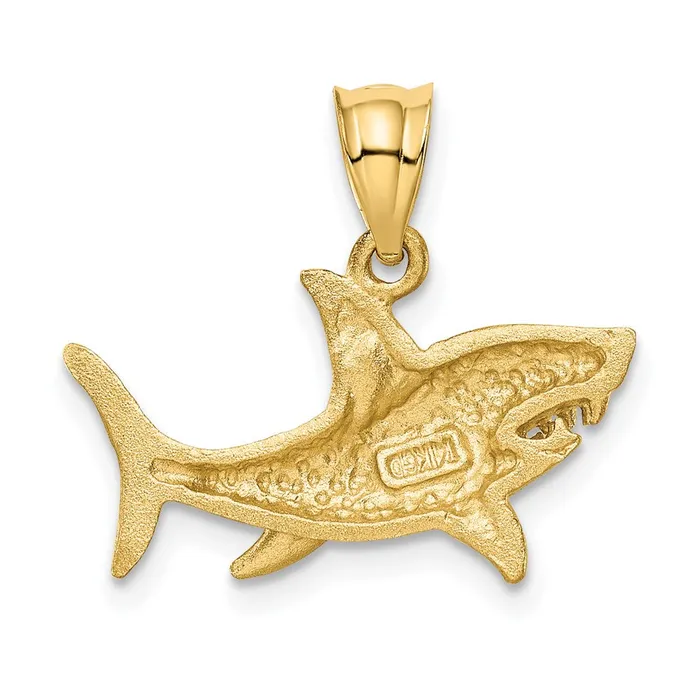 14K Satin DiamondCut Shark Pendant TreasureFineJewelers Necklaces