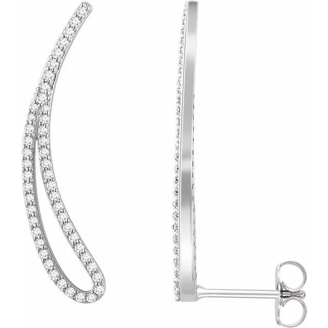 14K White 14 CTW Diamond Ear Climbers TreasureFineJewelers Earrings