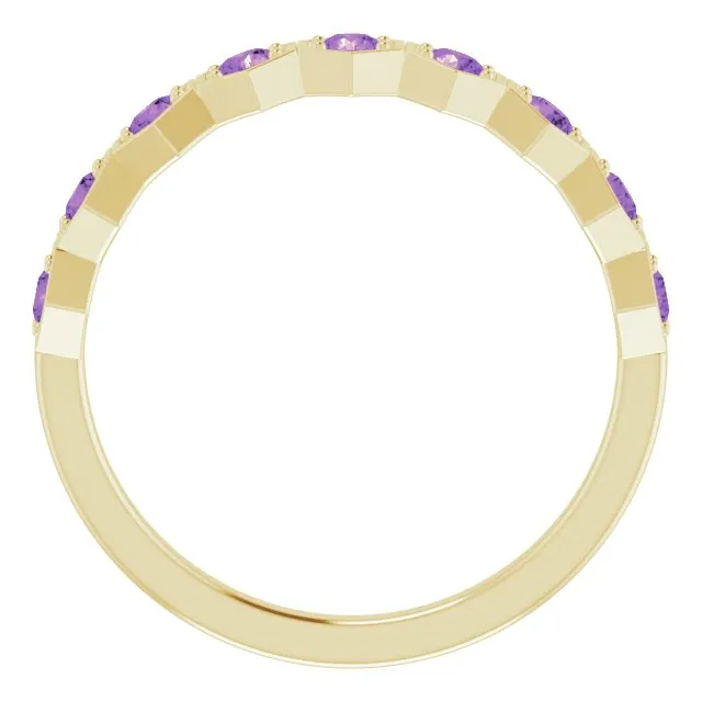 14K Yellow Natural Amethyst Stackable Ring TreasureFineJeweler Rings