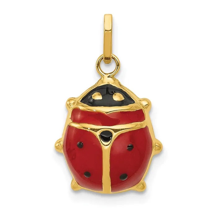Charm Necklaces 14k Yellow Gold Enameled Ladybug Charm TreasureFineJewelers
