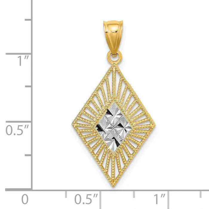 Charm Necklaces TreasureFineJewelers 14K wRhodium DC Diamond Shape Charm