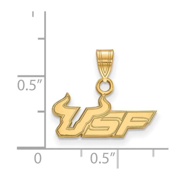 Necklaces Sterling Silver Goldplated University of South Florida USF Small Pendant TreasureFineJewelers