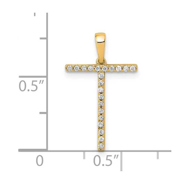 Necklaces TreasureFineJewelers 14k Yellow Gold Diamond Letter T Initial Pendant