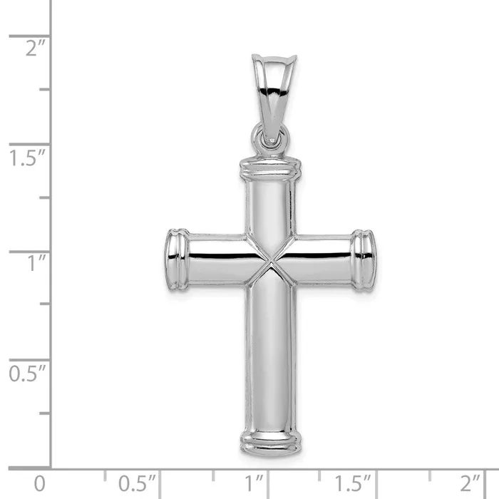 Necklaces TreasureFineJewelers Sterling Silver Rhodiumplated Hollow Reversible Cross Pendant