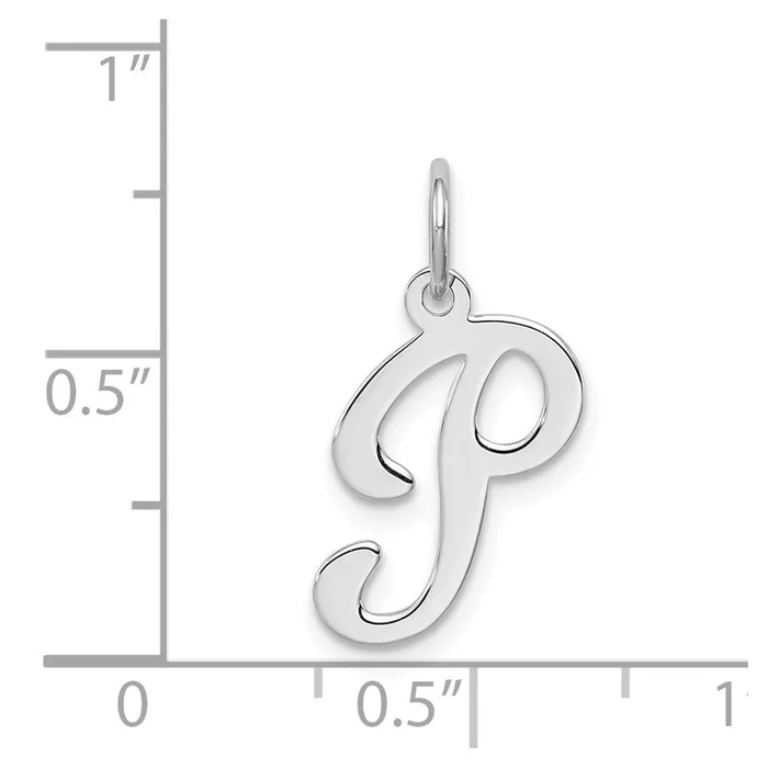 Necklaces TreasureFineJewelers Sterling Silver Rhodiumplated Stamped Letter P Initial Charm