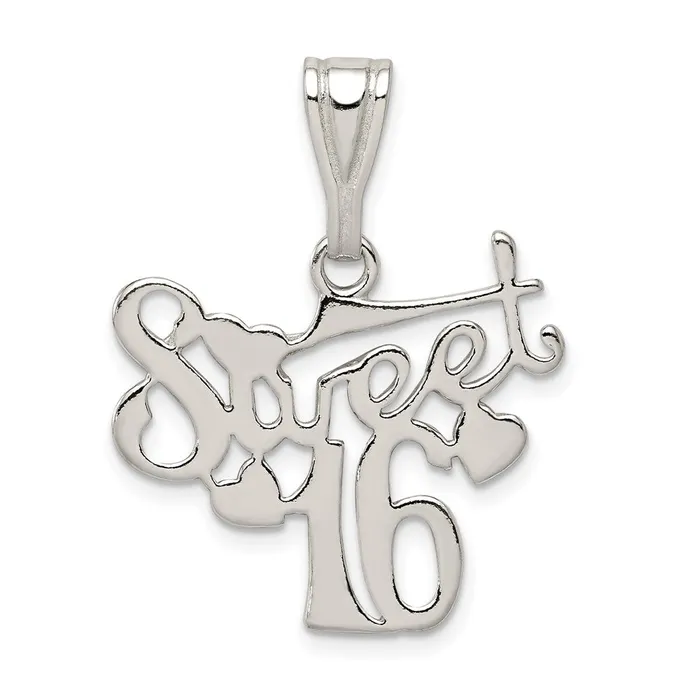 Necklaces TreasureFineJewelers Sterling Silver Sweet 16 Pendant