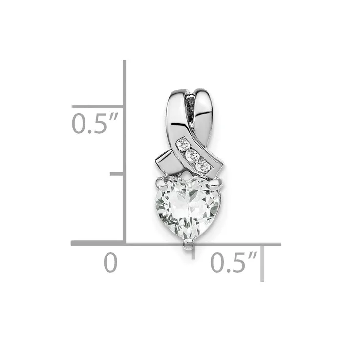 Necklaces TreasureFineJewelers Sterling Silver White Topaz and Diamond Pendant