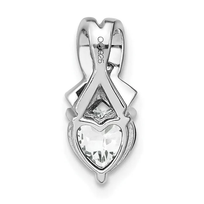 Necklaces TreasureFineJewelers Sterling Silver White Topaz and Diamond Pendant