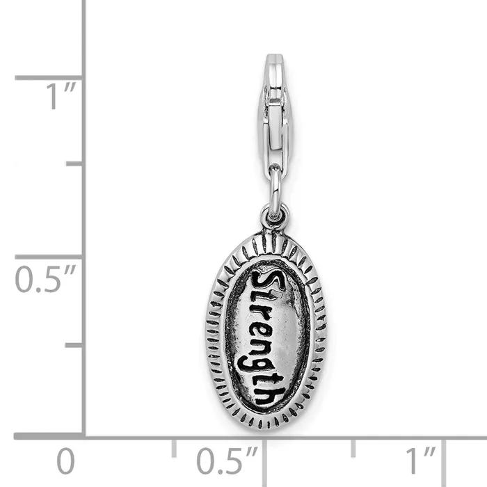 Rings Sterling Silver Amore La Vita Rhodiumplated Antiqued STRENGTH Charm TreasureFineJewelers