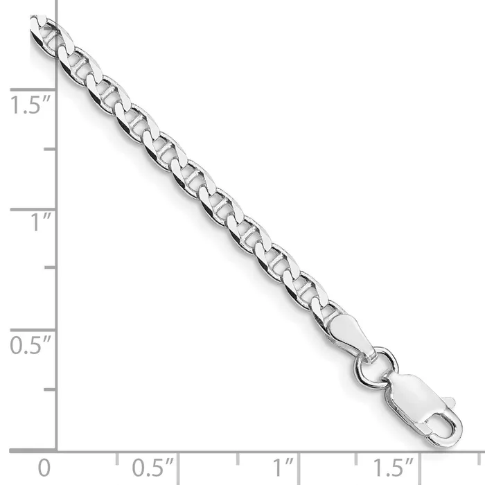 Sterling Silver Rhodiumplated 315mm Flat Cuban Anchor Chain TreasureFineJewelers Rings