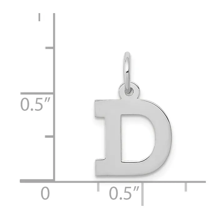 TreasureFineJewelers Charm Necklaces 14k White Gold Small Block Letter D Initial Charm