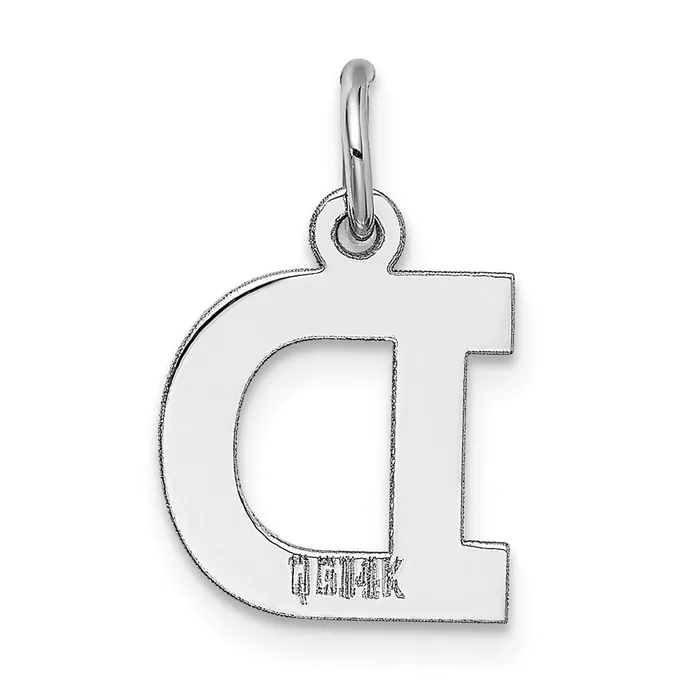 TreasureFineJewelers Charm Necklaces 14k White Gold Small Block Letter D Initial Charm