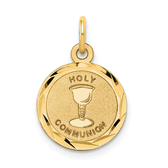 TreasureFineJewelers Charm Necklaces 14k Yellow Gold Holy Communion Disc Charm