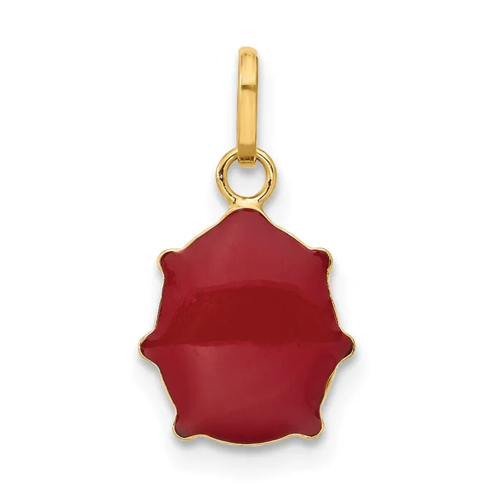 TreasureFineJewelers Charm Necklaces 14k Yellow Gold Red Enameled Ladybug Charm