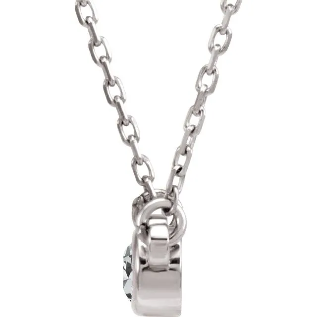 TreasureFineJewelers Necklaces 14K White Gold 110 CT Natural Diamond Solitaire 18 Necklace