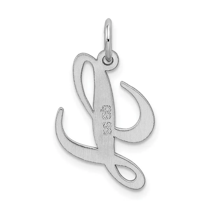 TreasureFineJewelers Necklaces Sterling Silver Rhodiumplated Fancy Script Letter L Initial Charm