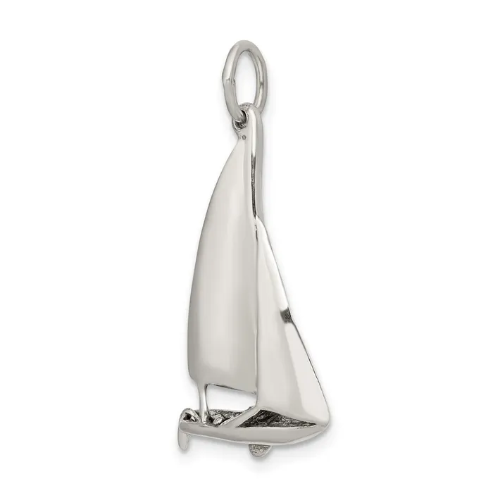 TreasureFineJewelers Rings Sterling Silver Antiqued Sailboat Charm