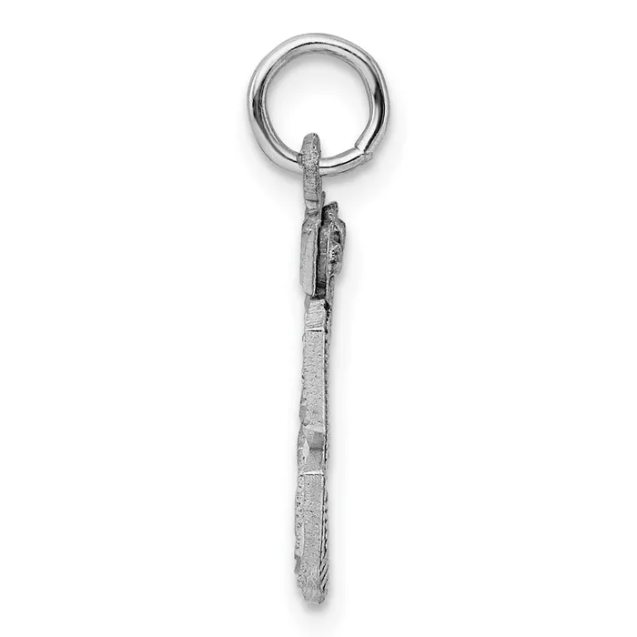 TreasureFineJewelers Sterling Silver Rhodiumplated Diamondcut 33 Charm Rings
