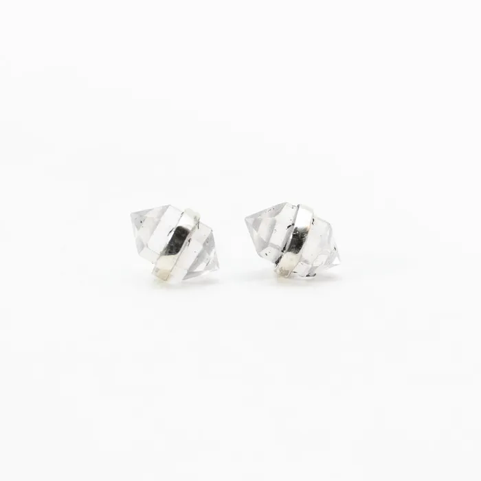 Mimi Marge Rings Silver Rose Quartz Wrap Studs