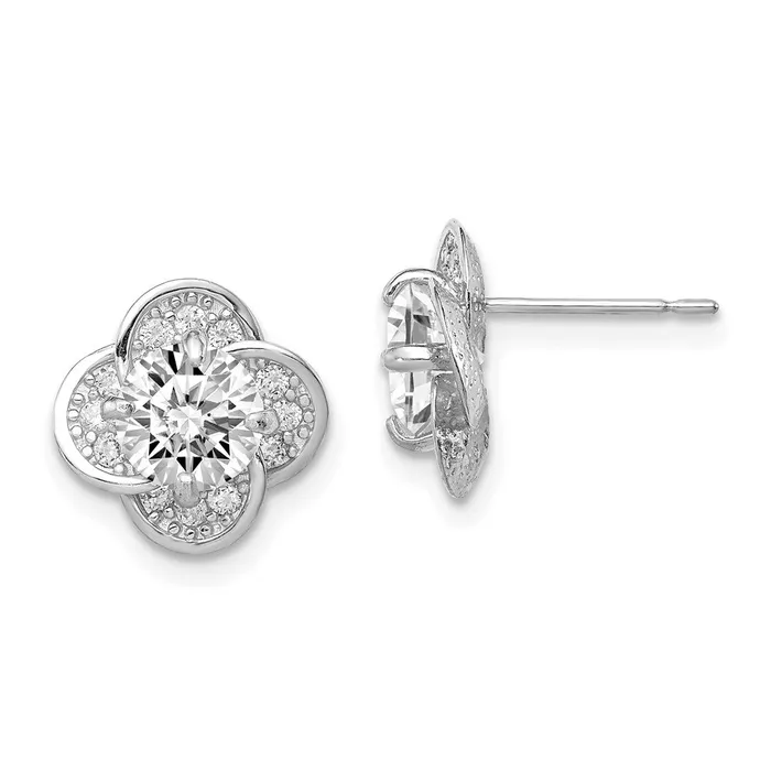 10K Tiara Collection White Gold Polished CZ Post EarringsWBC10YC389W WB Choice Jewelry Earrings