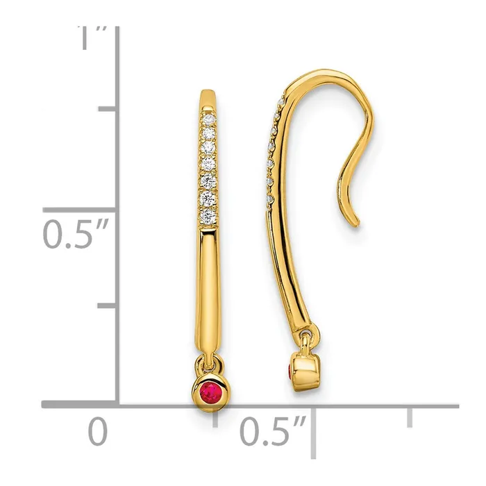 14k Polished Diamond and Ruby Drop Wire EarringsWBCEM8380RU006YA WB Choice Jewelry Earrings