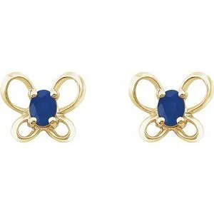 14K Yellow 4x3 mm Oval September Youth Butterfly Birthstone Earrings 653416622PSTWBC WB Choice Jewelry Earrings