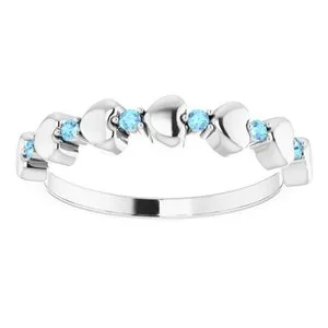 Rings WB Choice Jewelry Sterling Silver Aquamarine Stackable Heart Ring 71999629PSTWBC