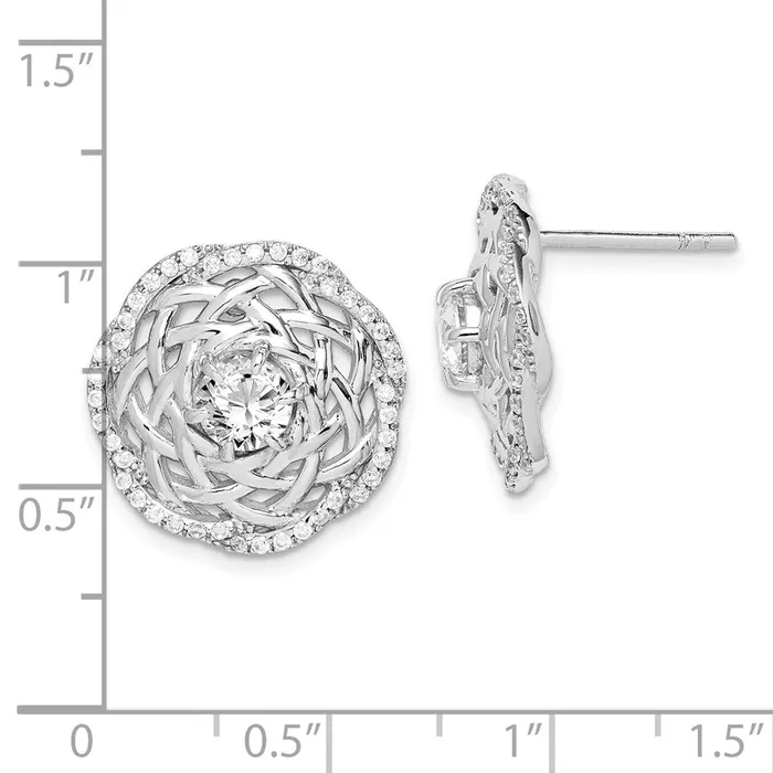 Sterling Silver Rhodiumplated 5mm CZ Center Woven Post EarringsWBCQE14228 WB Choice Jewelry Earrings