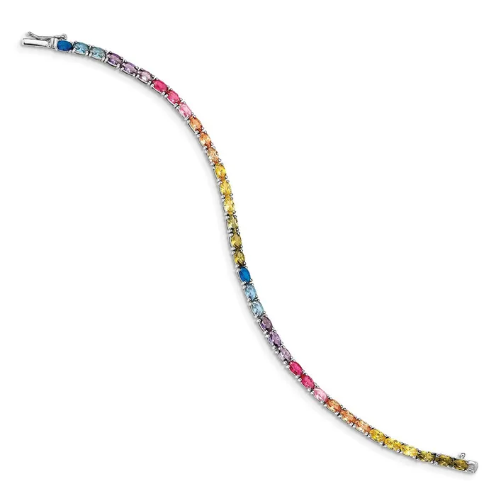 Sterling Silver Rhodiumplated Oval Colorful CZ Tennis BraceletWBCQG566075 WB Choice Jewelry Bracelets Sterling Silver Rhodiumplated Oval Colorful CZ Tennis BraceletWBCQG566075 WB Choice Jewelry Bracelets