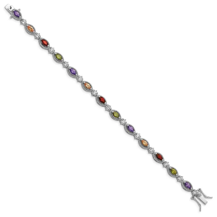 WB Choice Jewelry Bracelets Sterling Silver Rhodiumplated Colorful Marquise CZ BraceletWBCQG57087 WB Choice Jewelry Bracelets Sterling Silver Rhodiumplated Colorful Marquise CZ BraceletWBCQG57087