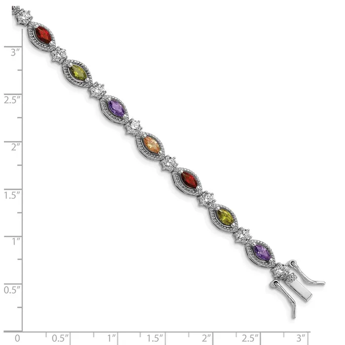 WB Choice Jewelry Bracelets Sterling Silver Rhodiumplated Colorful Marquise CZ BraceletWBCQG57087 WB Choice Jewelry Bracelets Sterling Silver Rhodiumplated Colorful Marquise CZ BraceletWBCQG57087