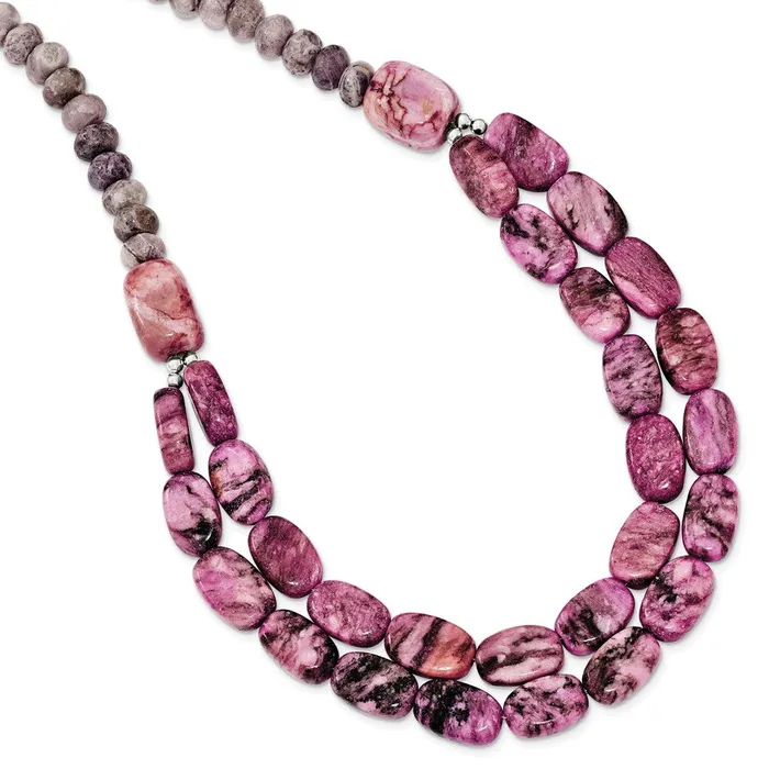 WB Choice Jewelry Necklaces Sterling Silver Charoite Jade Pink and Purple Jasper w2in ext NecklaceWBCQH529318 WB Choice Jewelry Necklaces Sterling Silver Charoite Jade Pink and Purple Jasper w2in ext NecklaceWBCQH529318
