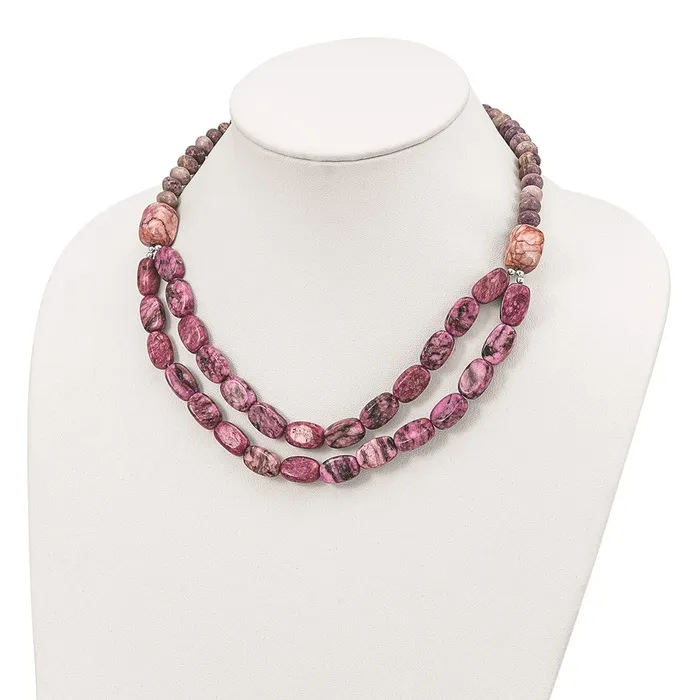 WB Choice Jewelry Necklaces Sterling Silver Charoite Jade Pink and Purple Jasper w2in ext NecklaceWBCQH529318 WB Choice Jewelry Necklaces Sterling Silver Charoite Jade Pink and Purple Jasper w2in ext NecklaceWBCQH529318