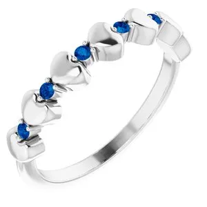 WB Choice Jewelry Rings 14K White Blue Sapphire Stackable Heart Ring71999600PSTWBC