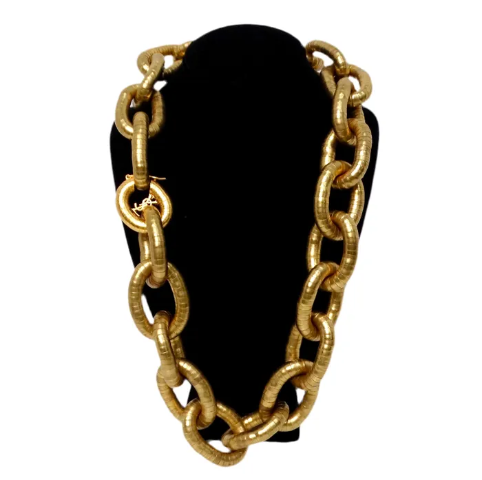 Yves Saint Laurent GoldTone Serpentine Chunky Chain Link Necklace Vintage by Misty Necklaces