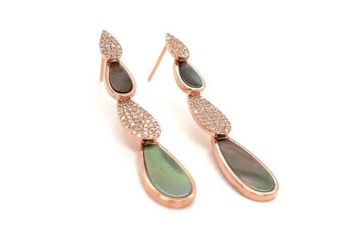 Albert Hern Earrings Earrings 14kt Gold Mother of Pearls Diamonds Pears Drop Albert Hern Earrings Earrings 14kt Gold Mother of Pearls Diamonds Pears Drop