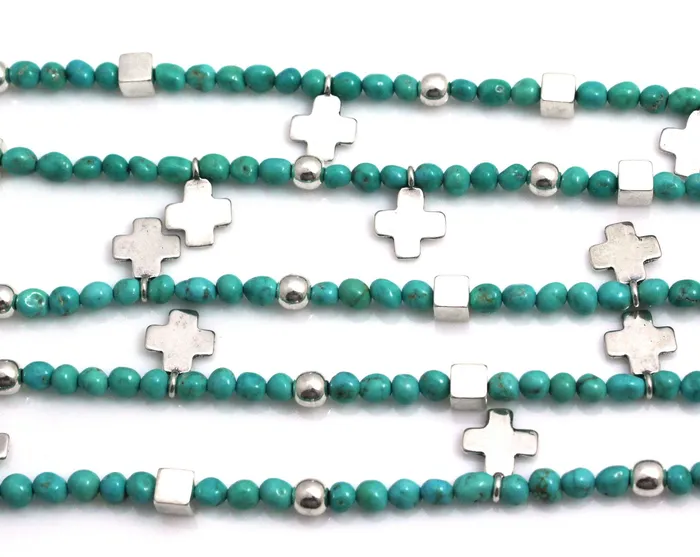 Don Lucas Necklaces Turquoise 5 Strand Cross Necklace