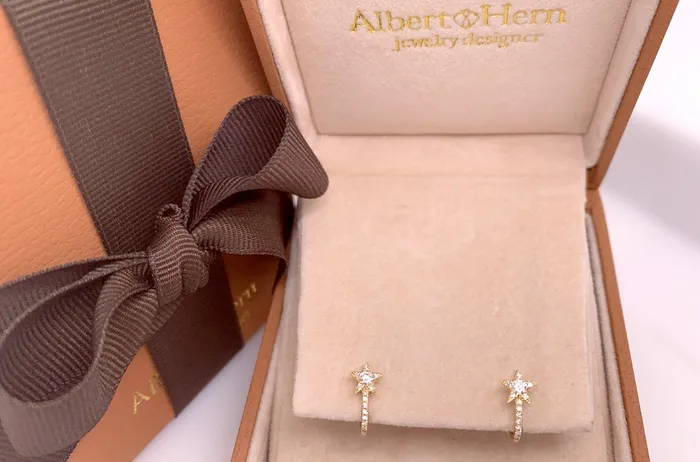 Earrings Huggie Star 14kt Gold Diamonds Albert Hern Earrings