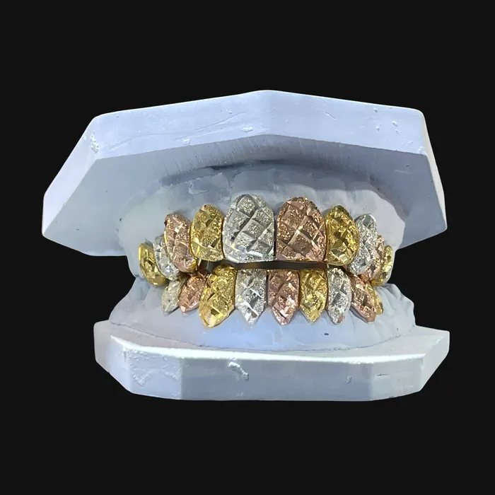 imakegrillzcom Earrings Customize Your TriColor Diamond Dust Diamond Cut Grill