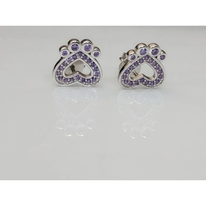 Joe Earrings Pet Paw Earrings with Sparkling Cubic Zirconia in Solid Sterling Silver Beautiful