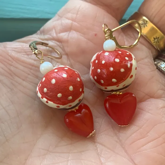 Love Vintage Paris Parisian Lady Earrings Porcelain and Glass Gold Filled Handmade Earrings